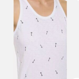 EUC Rag & Bone Jean White Black Key Print Cotton Sleeveless Tank Size XS